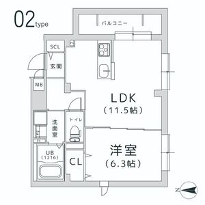 1LDK 間取り図