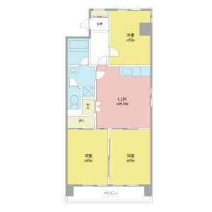 3DK 間取り図