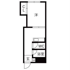 1DK 間取り図