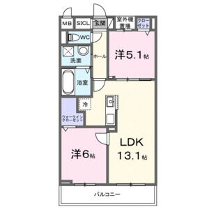 2LDK 間取り図