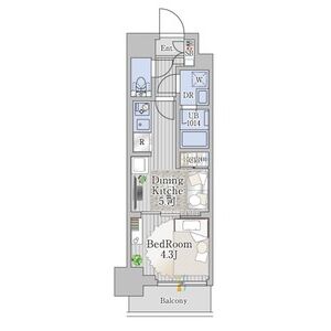 1DK 間取り図