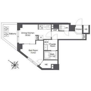1DK 間取り図