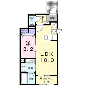 1LDK 間取り図