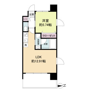 1LDK 間取り図
