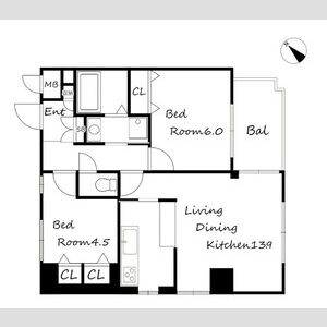 2LDK 間取り図