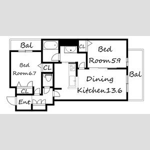 2LDK 間取り図