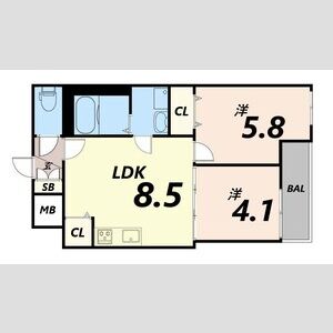 2LDK 間取り図