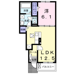 1LDK 間取り図