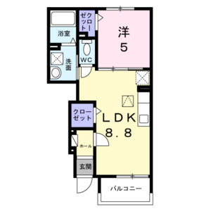 1LDK 間取り図