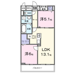 2LDK 間取り図