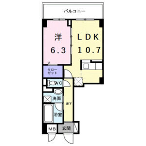 1LDK 間取り図