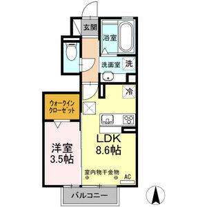 1LDK 間取り図