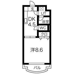 1DK 間取り図