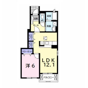1LDK 間取り図