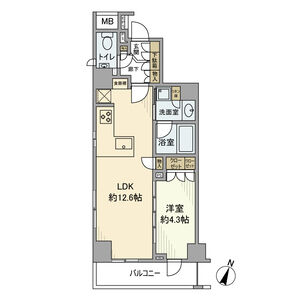 1LDK 間取り図