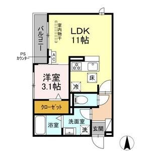 1LDK 間取り図