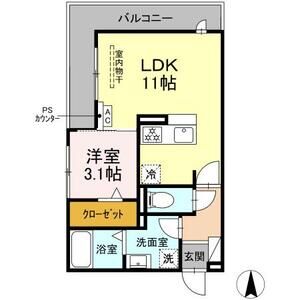1LDK 間取り図