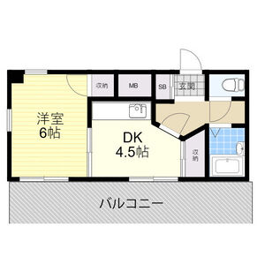 1DK 間取り図