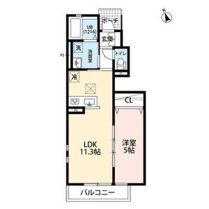 1LDK 間取り図