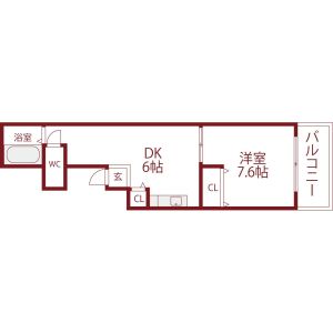 1DK 間取り図