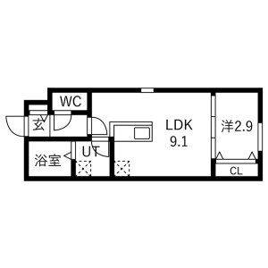 1LDK 間取り図