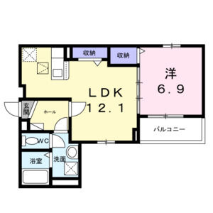 1LDK 間取り図