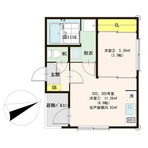 1DK 間取り図