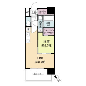 1LDK 間取り図