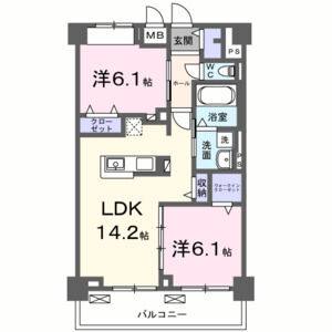 2LDK 間取り図