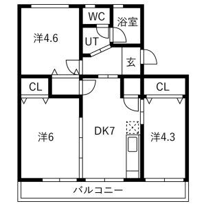3DK 間取り図