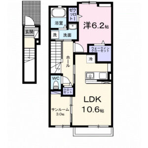 1LDK 間取り図