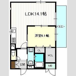 1LDK 間取り図