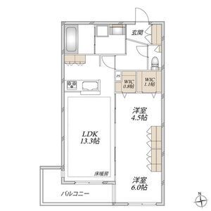 2LDK 間取り図