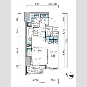 1DK 間取り図