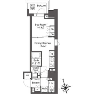 1DK 間取り図