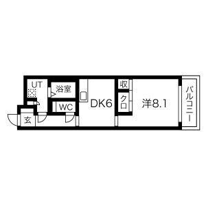 1DK 間取り図