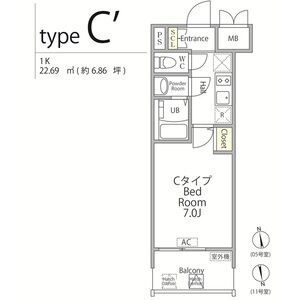 1K 間取り図