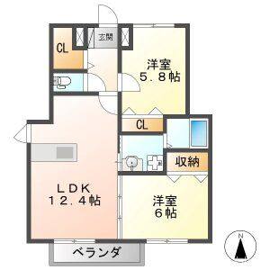 2LDK 間取り図