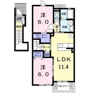 2LDK 間取り図