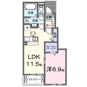 1LDK 間取り図