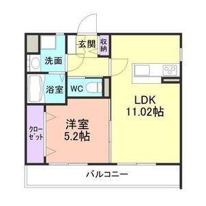 1LDK 間取り図
