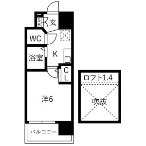 1K 間取り図