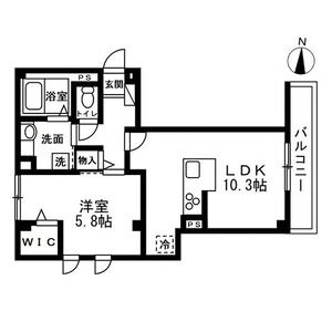 1LDK 間取り図