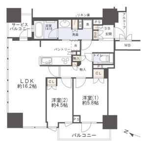 2LDK 間取り図