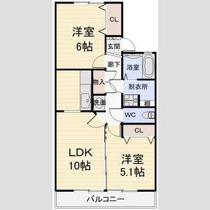 2LDK 間取り図