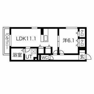 1LDK 間取り図
