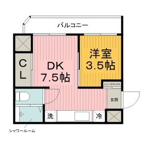 1DK 間取り図