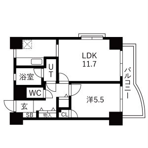 1LDK 間取り図