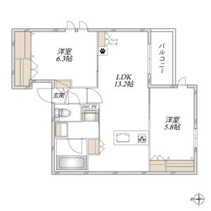 2LDK 間取り図