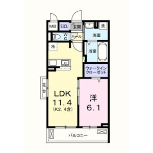 1LDK 間取り図
